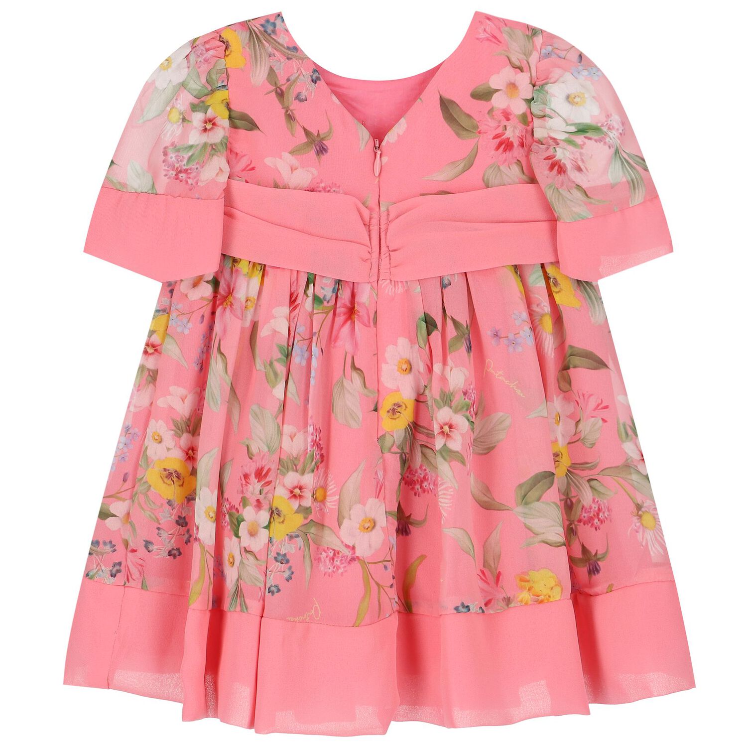 Baby Girls Pink Floral Chiffon Dress, 1, hi-res