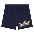 Younger Navy Blue Teddy Bear Logo Shorts, 2, hi-res