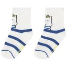 Baby Boys Ivory & Blue Boat Print Socks ( 3-Pack ), 3, hi-res
