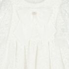 Girls White Chiffon Bow Lace Dress, 1, hi-res