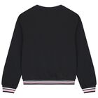 سويت شيرت بشعار للبنات باللون الأسود , 1, hi-res