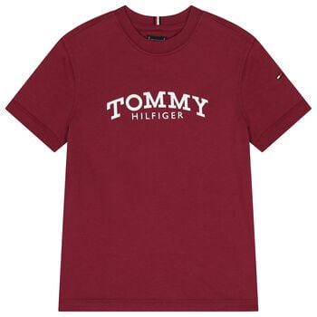 تيشيرت اولاد بالشعار باللون الاحمر 