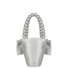 Girls Metallic Silver Bow Handbag , 1, hi-res