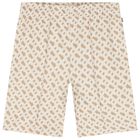 Boys Beige Logo Shorts, 1, hi-res