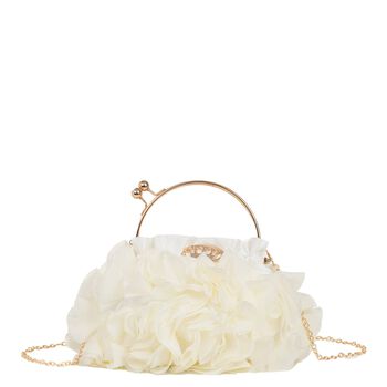 Girls Ivory Ruffled Chiffon Handbag