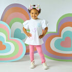 Girls White & Pink Cotton Leggings Set, 1, hi-res