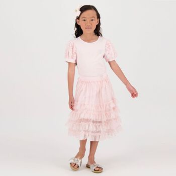 Girls Pink Rullfed Tulle Skirt