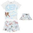 Baby Boys White Logo Shorts Set, 1, hi-res