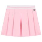 Girls Pink Logo Pleated Skirt, 1, hi-res