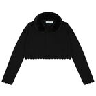 Girls Black Faux Fur Collar Cardigan, 1, hi-res