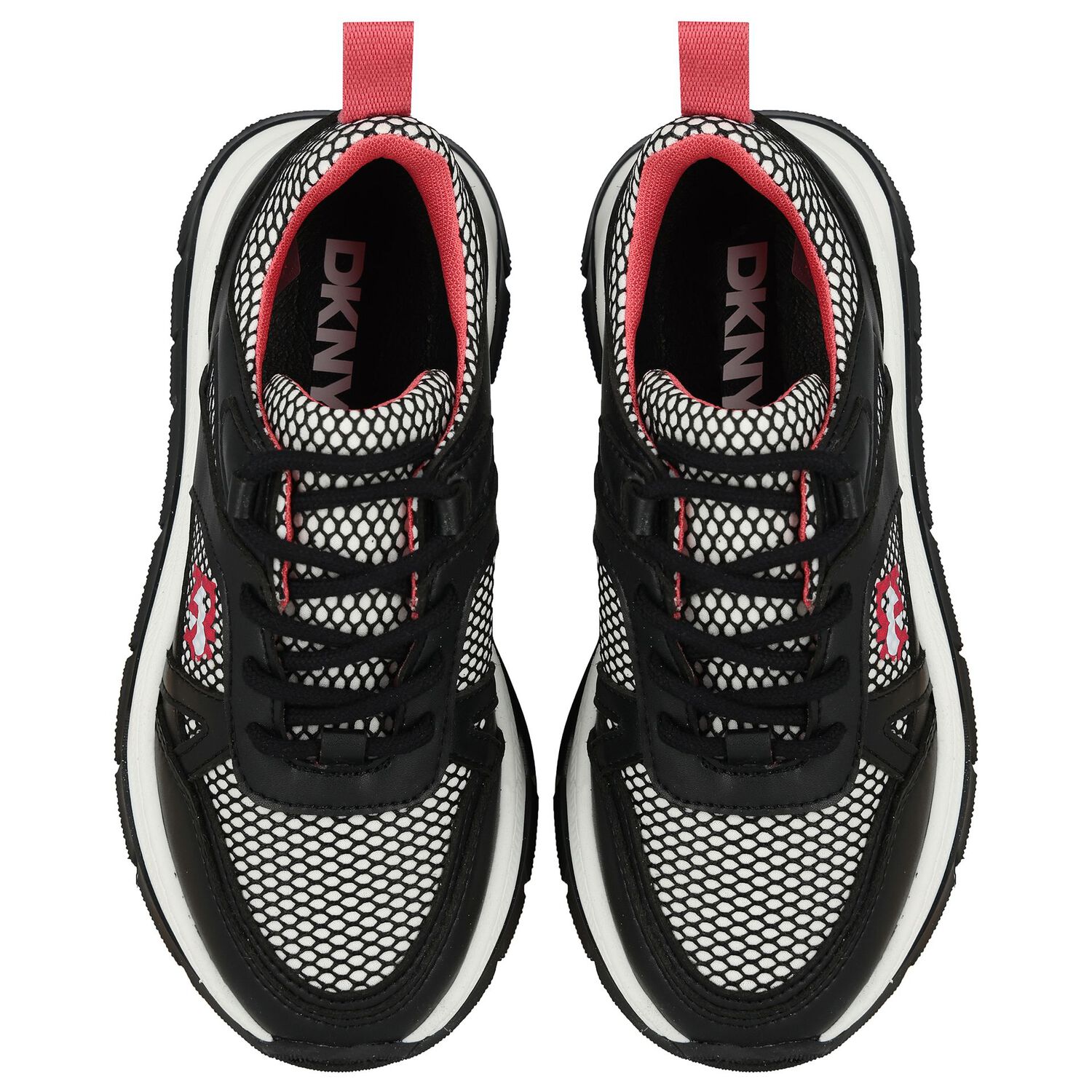 Girls Black & White Logo Trainers, 1, hi-res