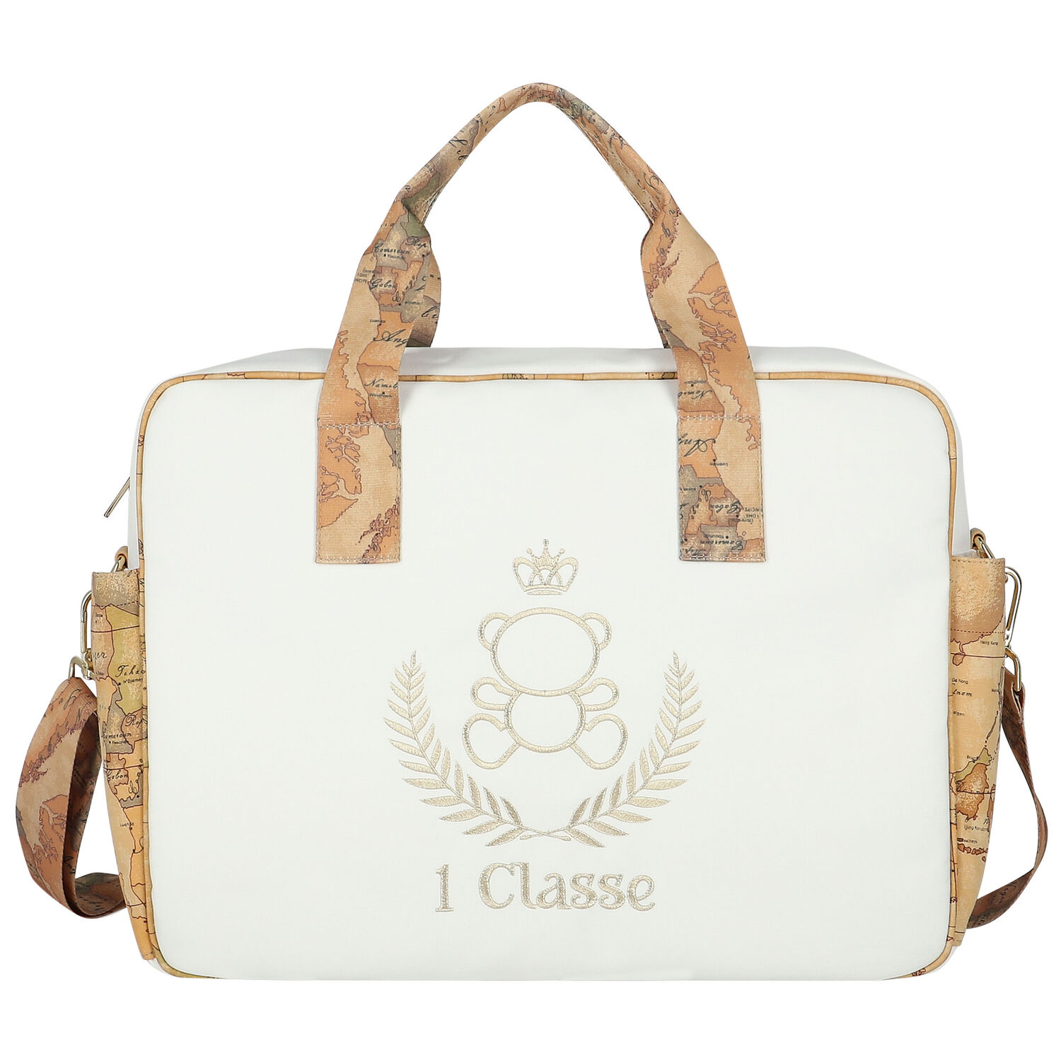 Ivory & Beige Geo Map Bear Baby Changing Bag, 1, hi-res image number null