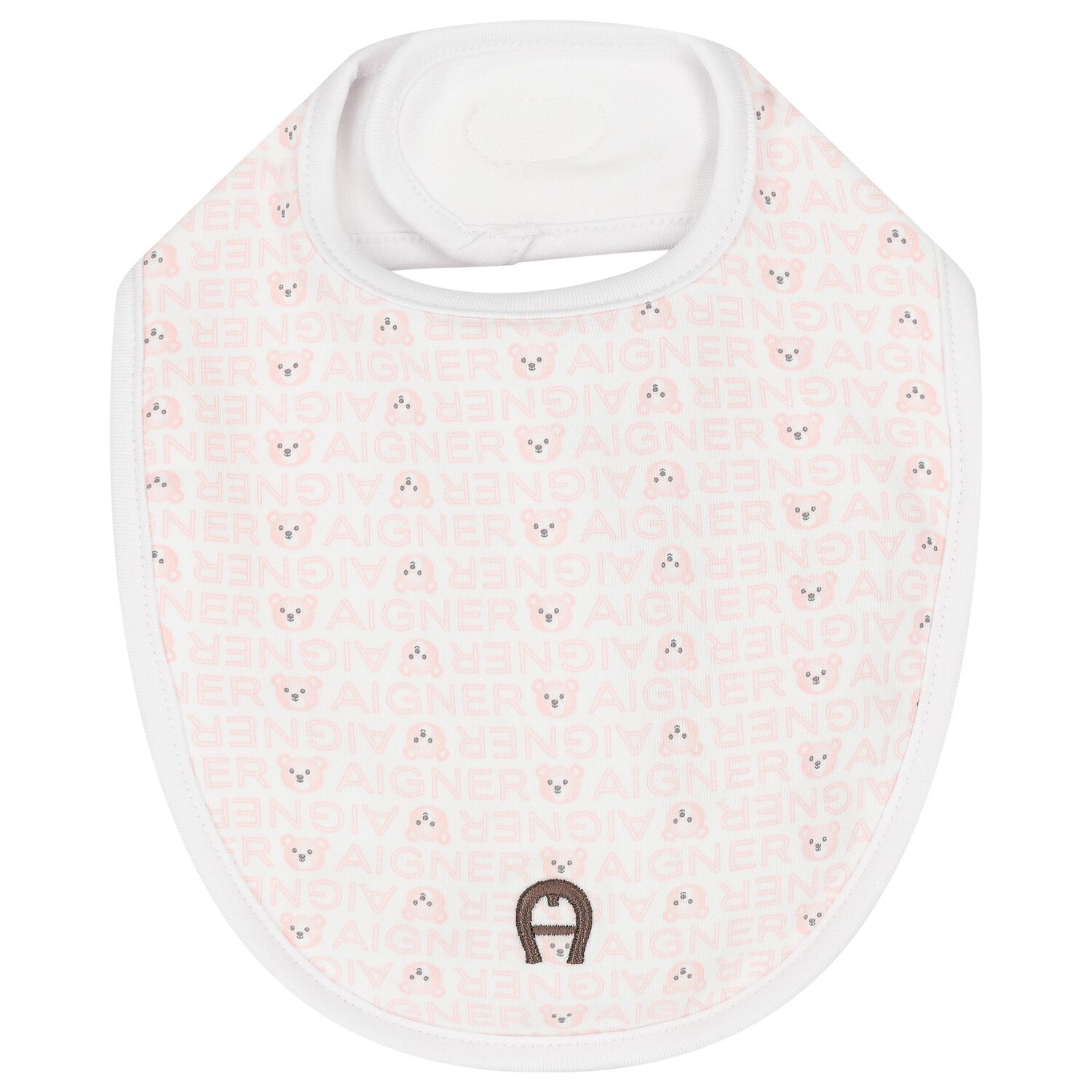 Baby Girls White & Pink Logo Bib, 3, hi-res
