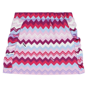 Girls Purple & Pink Logo Zigzag Skirt