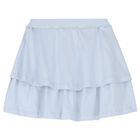 Girls White & Blue Embellished Skirt Set, 1, hi-res