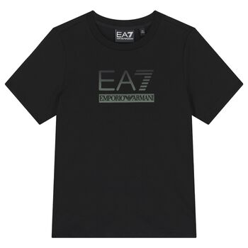 EA7 Emporio Armani Boys Black Logo T-Shirt, 6 Boys Black Logo T-Shirt