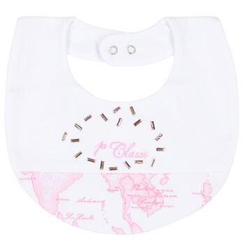 Baby Girls White & Pink Bib