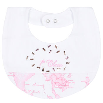 Baby Girls White & Pink Bib