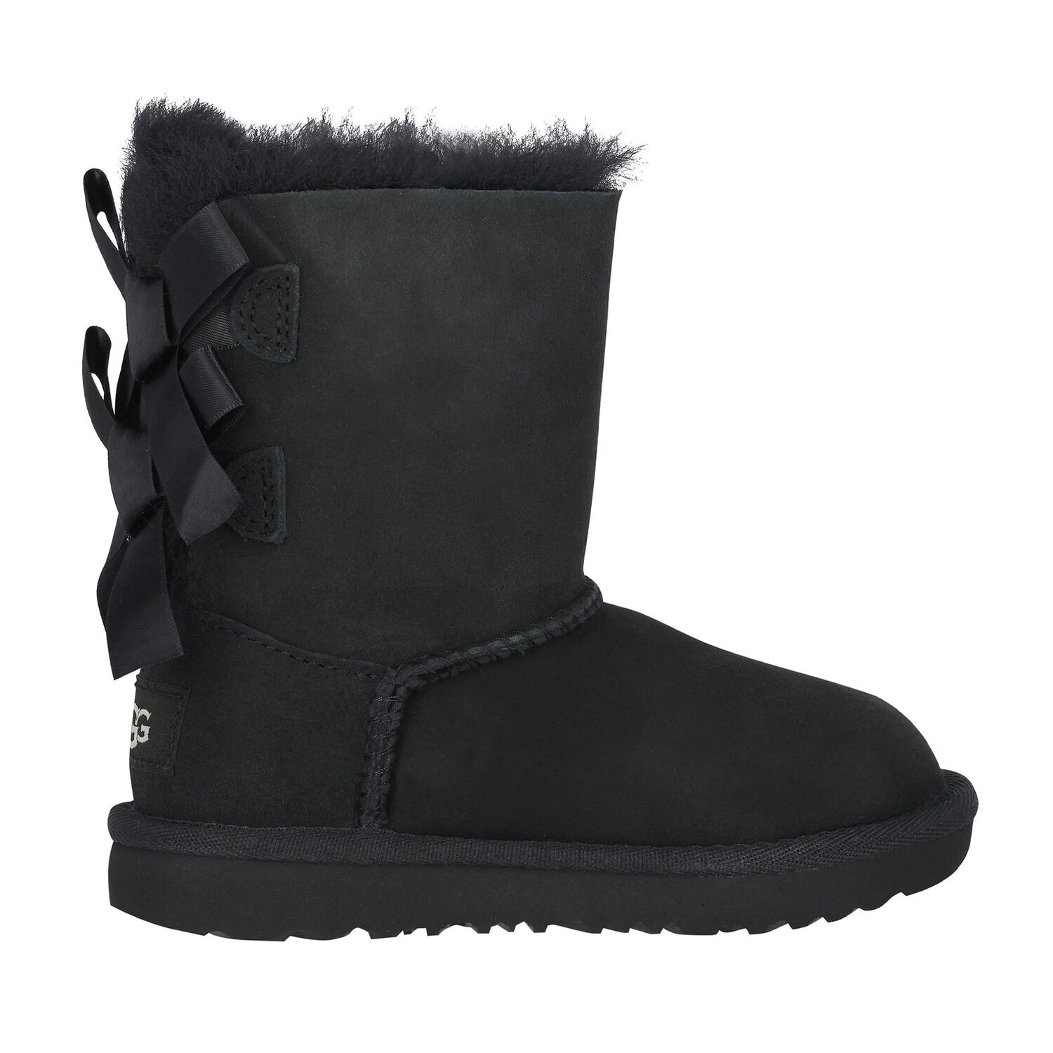 Younger Girls Black Bailey Bow II Suede Boots, 1, hi-res