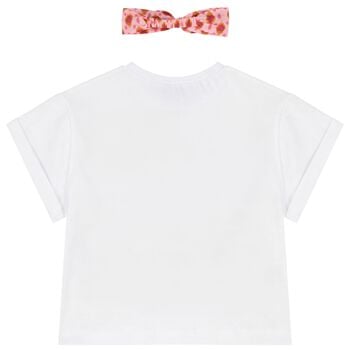 Girls White T-Shirt & Headband Set