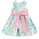 Girls Green & Pink Floral Dress, 1, hi-res