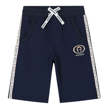 Boys Navy Blue Logo Shorts