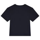 Girls Navy Blue Logo T-Shirt, 2, hi-res