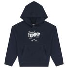 Girls Navy Blue Logo Hooded Top, 1, hi-res