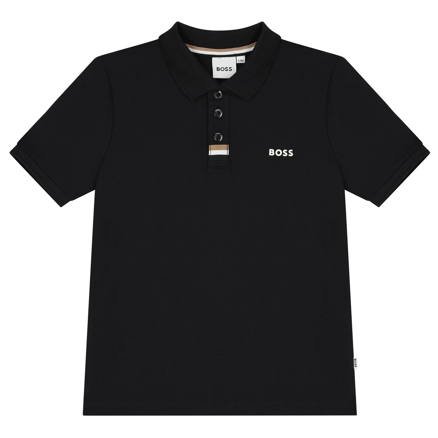 Boys Black Logo Polo Shirt, 1, hi-res