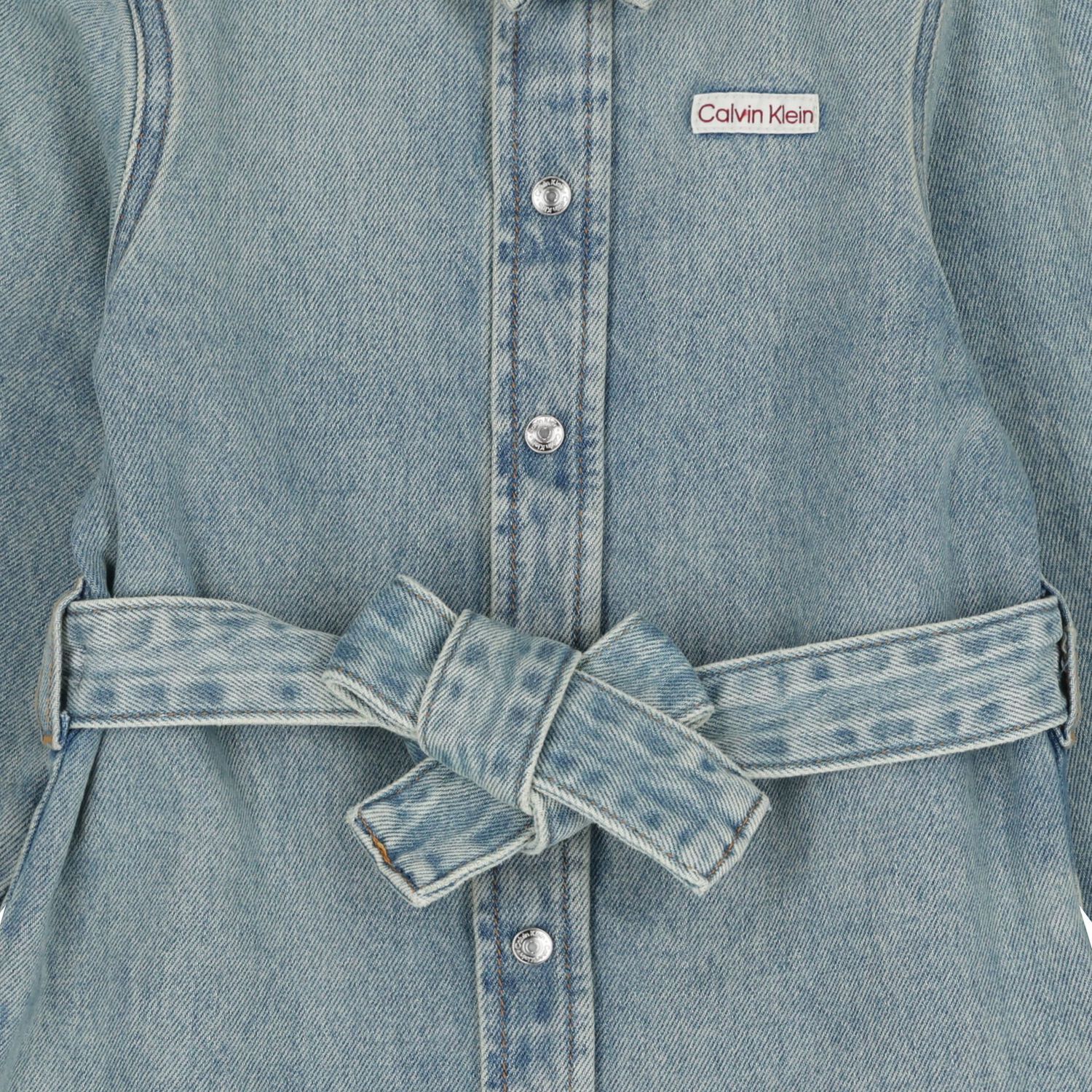 Girls Blue Logo Denim Dress, 1, hi-res