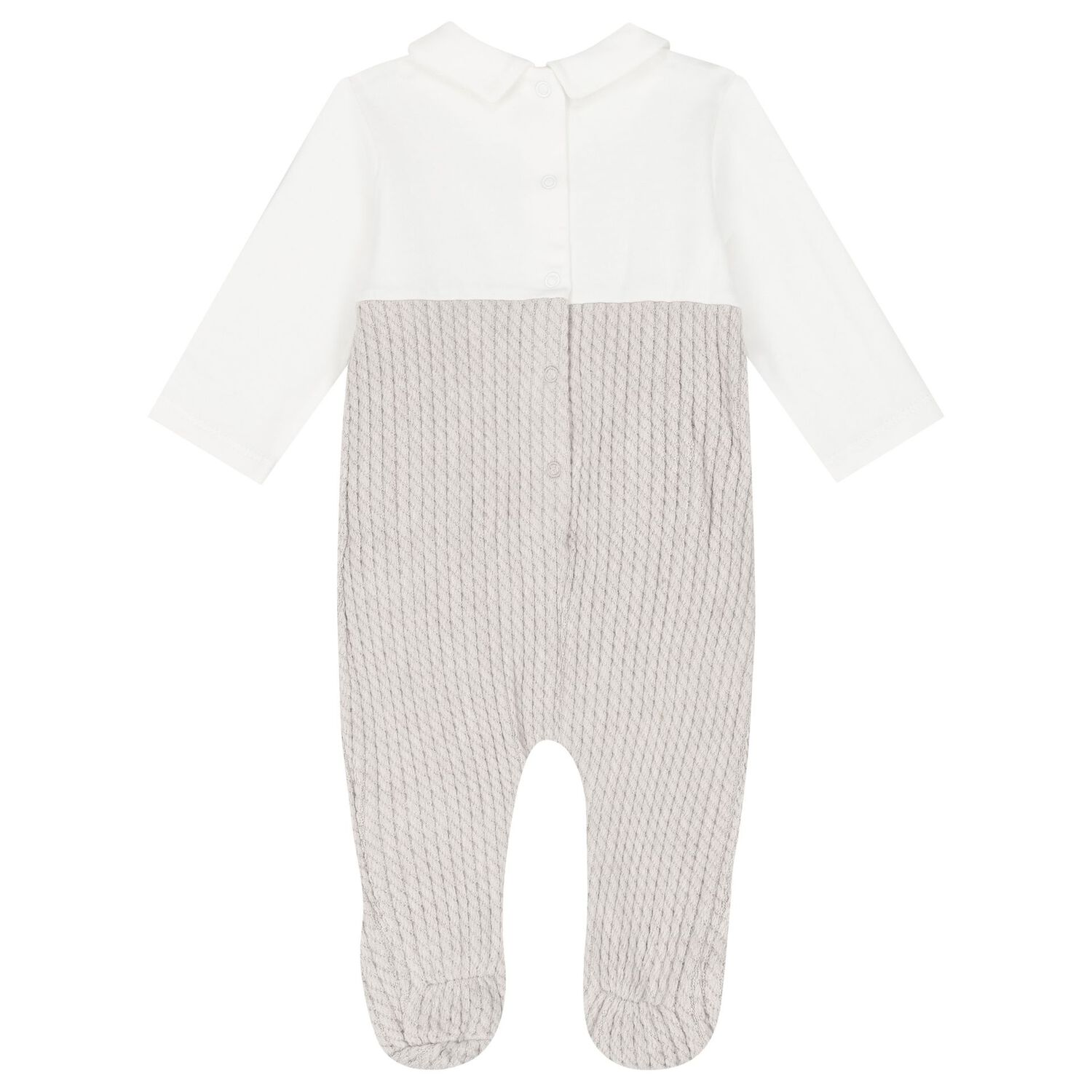 Baby Boys Ivory & Beige Knitted Babygrow Set, 1, hi-res