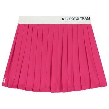 Girls Pink Logo Pleated Skirt