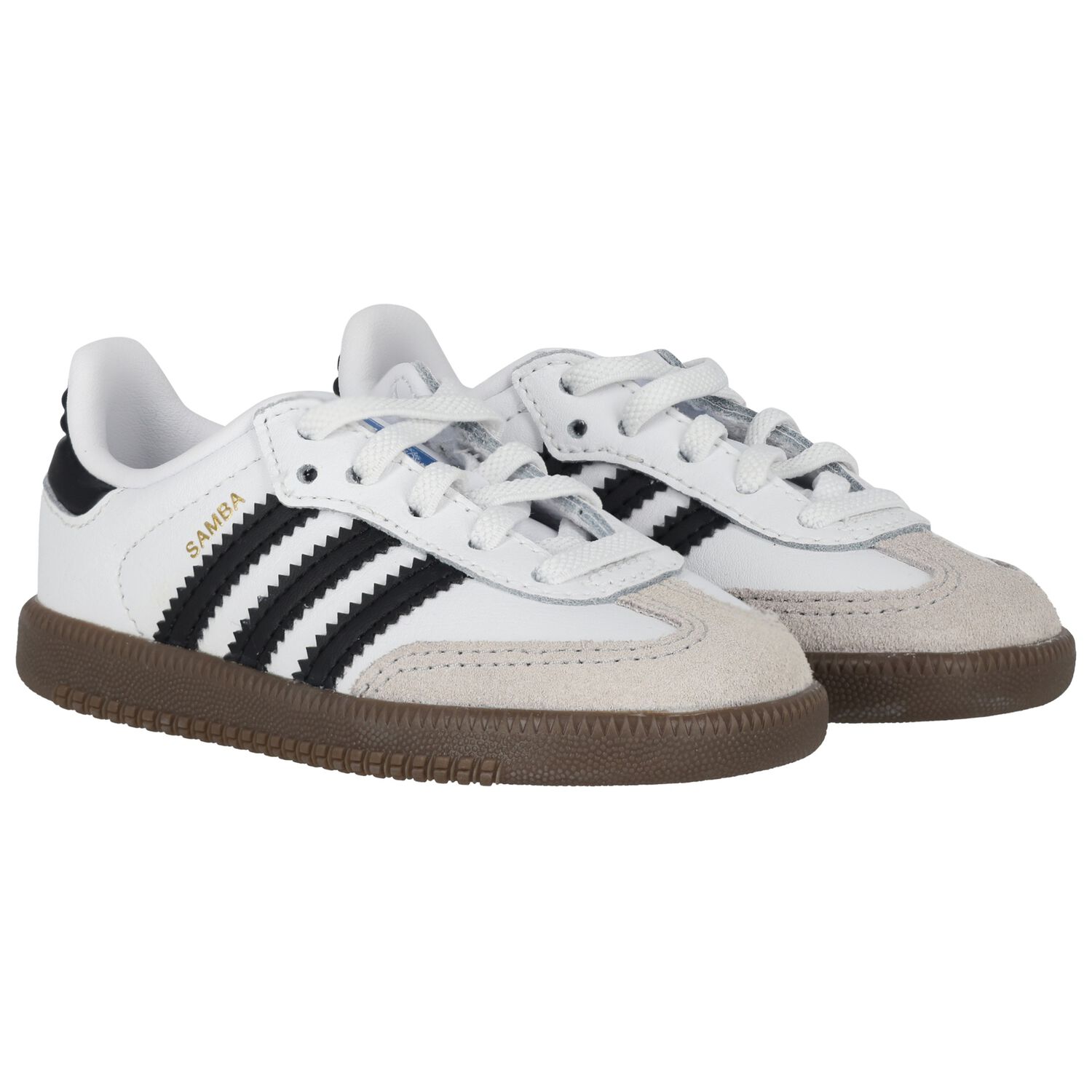 Younger White & Black Logo Samba Trainers, 1, hi-res