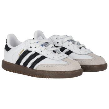 Younger White & Black Logo Samba Trainers