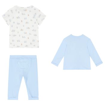 Baby Boys Ivory & Blue Tracksuit Set