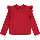 طقم تنورة بنات بطبعة التاج باللون الاحمر والعاجى, 1, hi-res