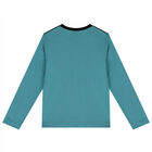Boys Blue & Black Logo Long Sleeve Top, 1, hi-res