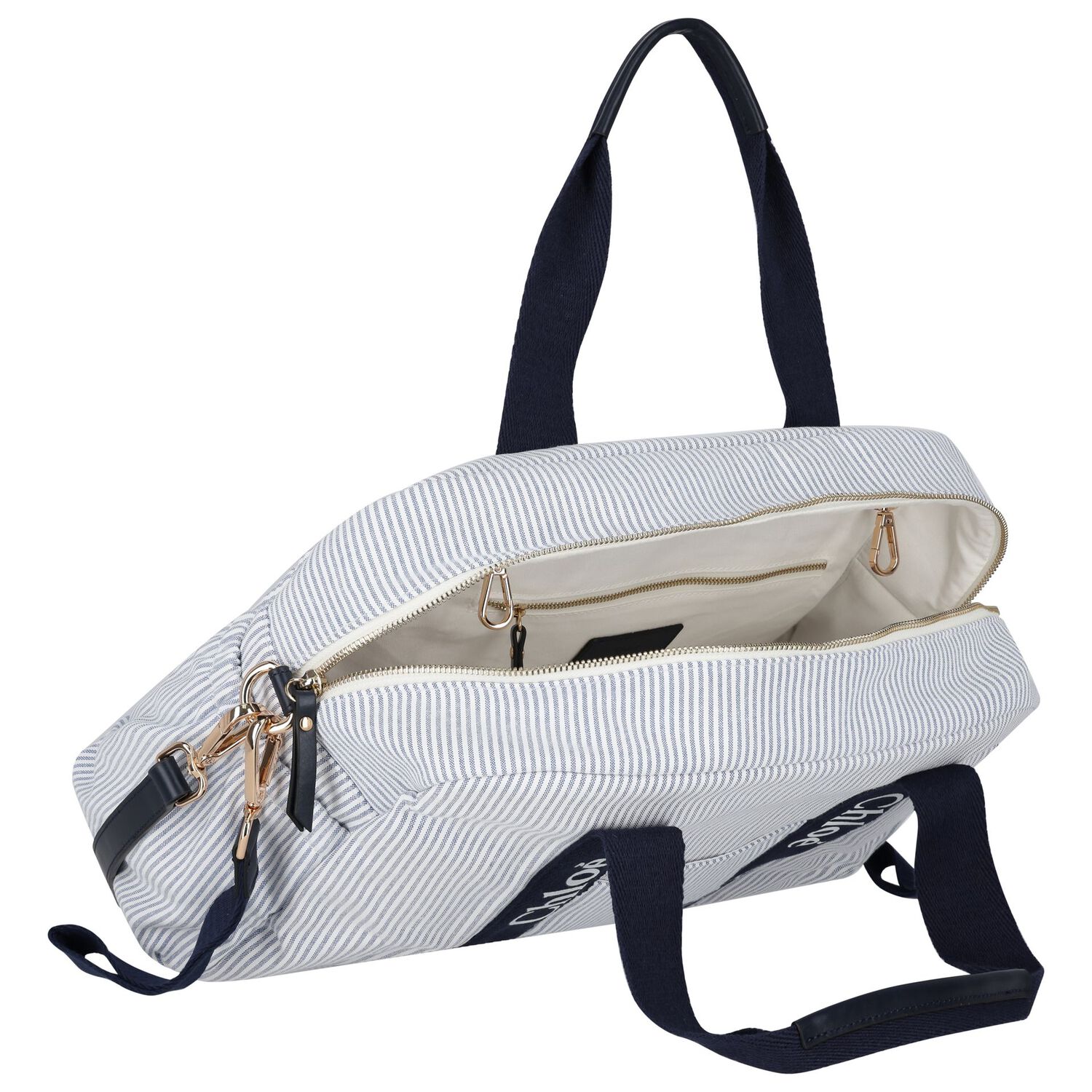 شنطة مواليد مخططة بالشعار باللون الأزرق للبنات, 1, hi-res