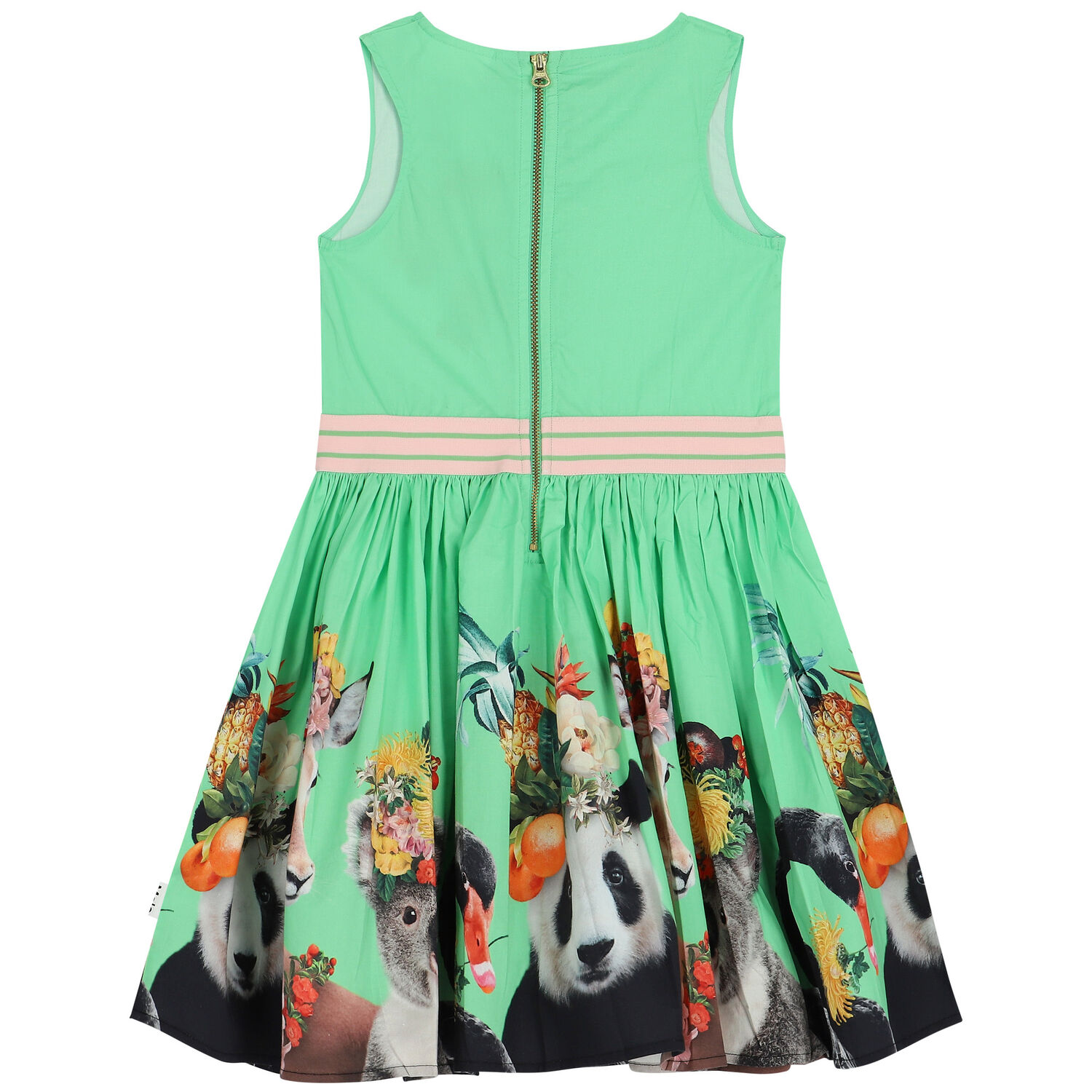 Girls Green Floral Dress, 1, hi-res