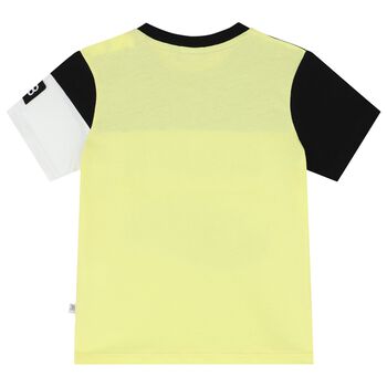 Younger Boys Black, White & Yellow Logo T-Shirt