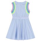 Girls Blue & White Striped Dress, 1, hi-res