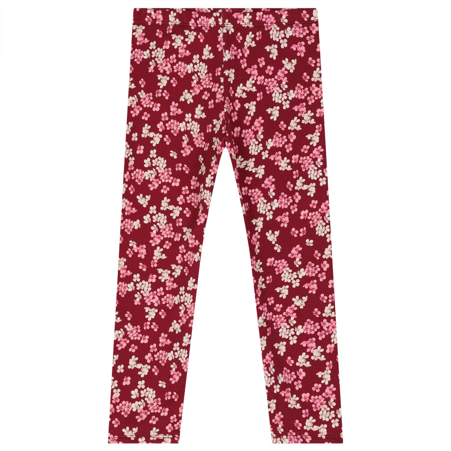 Girls Burgundy Floral Leggings, 2, hi-res