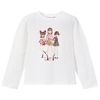 Girls White Dolls Long Sleeve Top, 1, hi-res