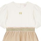 Girls Ivory & Gold Dress, 1, hi-res