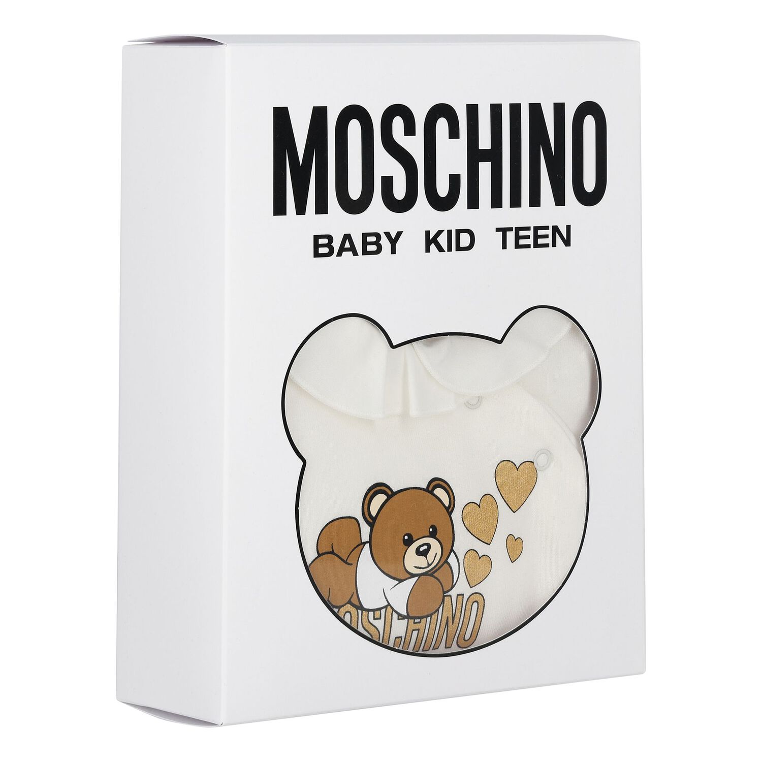 طقم هدايا أفرول بنات بشعار تيدي بير  باللون العاجي والذهبي, 1, hi-res