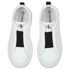 White & Black Logo Trainers, 1, hi-res