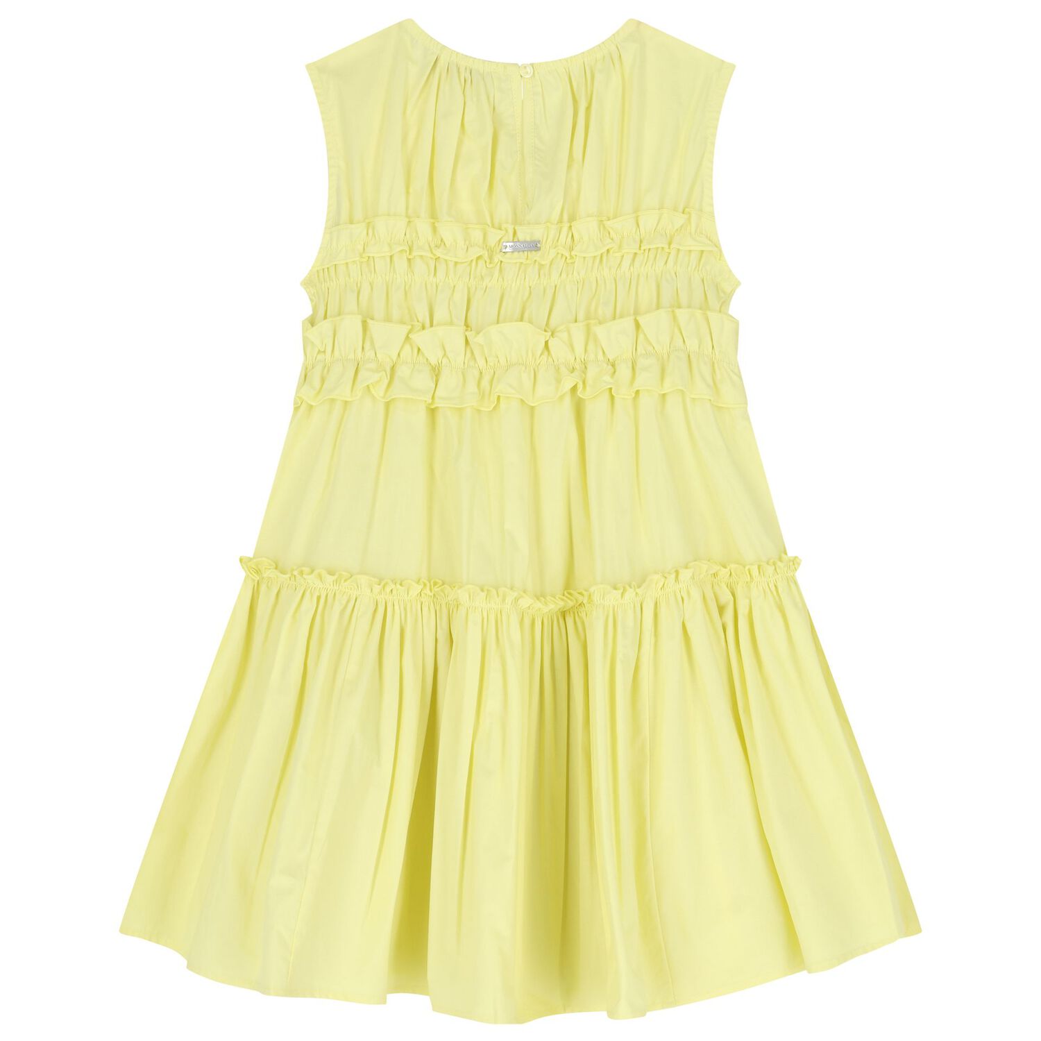 Girls Yellow Poplin Ruffle Dress, 2, hi-res