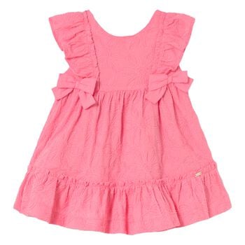 Younger Girls Pink Embroidered Dress