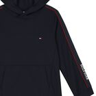 Boys Navy Blue Logo Hooded Top, 1, hi-res