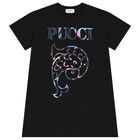 Girls Black Logo Dress, 2, hi-res